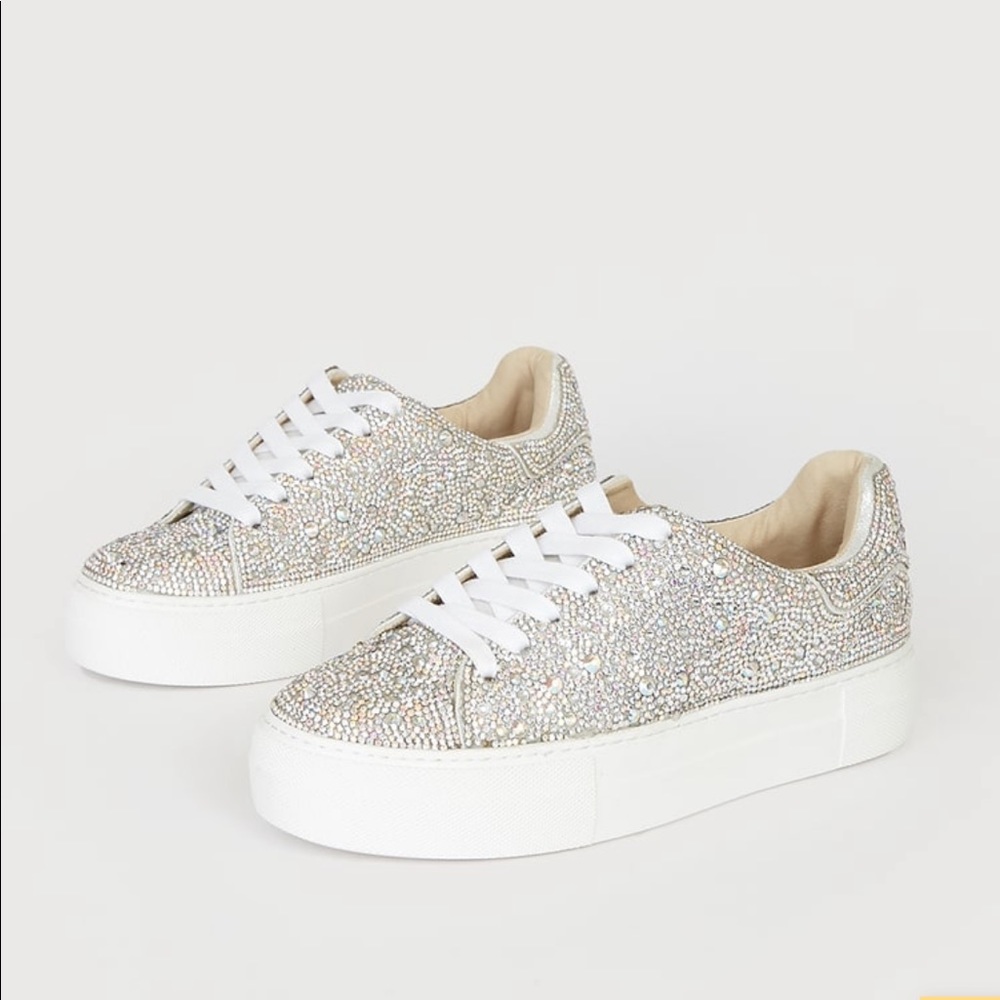 Betsey Johnson | SB-Sidny Silver Rhinestone Platform Sneakers